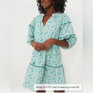 NWOT Hyacinth House green floral cotton tiered mini dress size XL